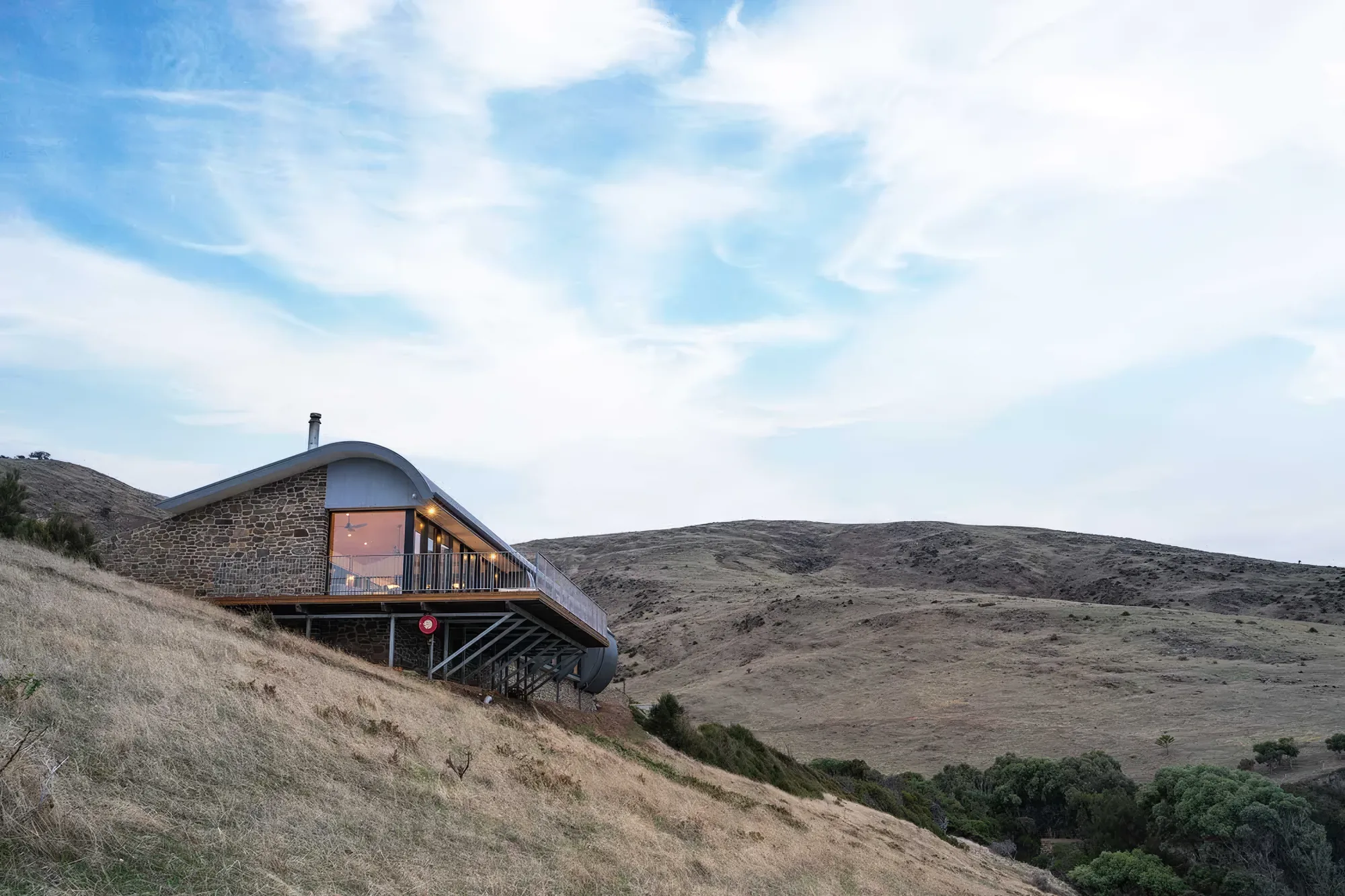 Naiko Retreat nestled into the rolling hills of the Rarkang property