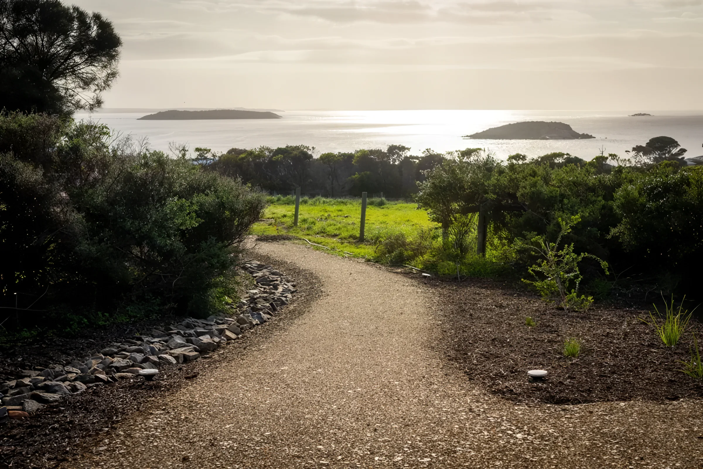 The gravel path leading toward Encounter Bay