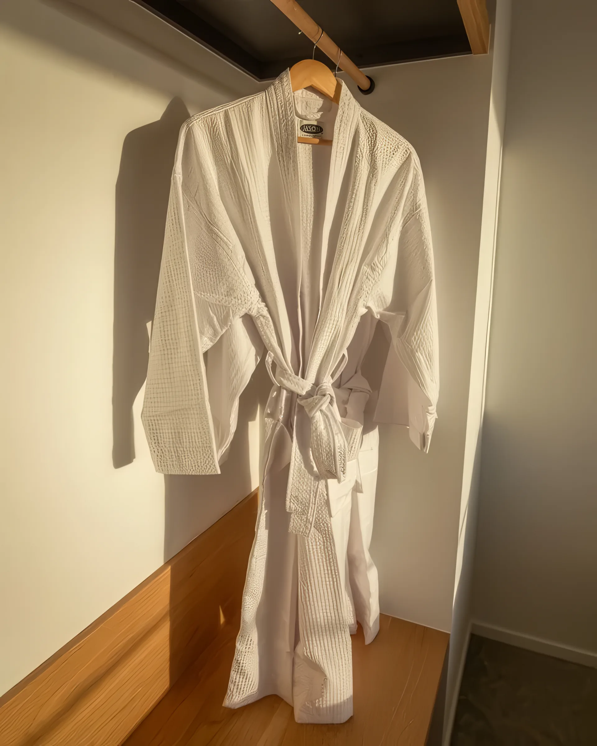 A robe hanging in one of the bedrooms